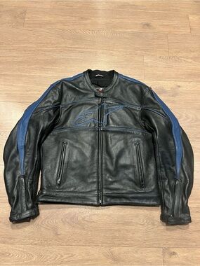 Vintage Alpine Stars Leather Motorcycle Racing Zip Up Jacket M